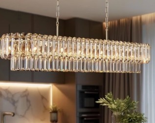 Commercial Kitchen Island - Lustres en cristal doré, lampe de