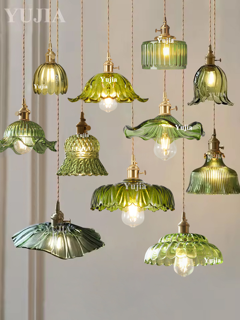 Commercial Kitchen Island - Lampe suspendue en verre vert multi-styles,