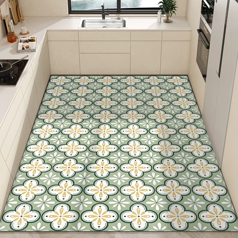 Commercial Kitchen Tile - Tapis de cuisine en PVC imperméable,