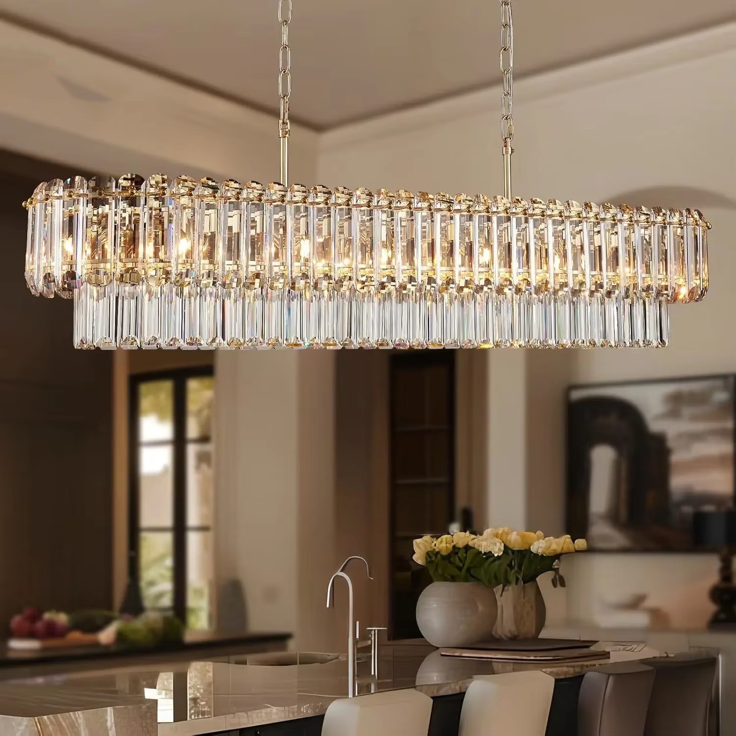 Lustres en cristal doré, lampe - Commercial Kitchen Island avis et prix